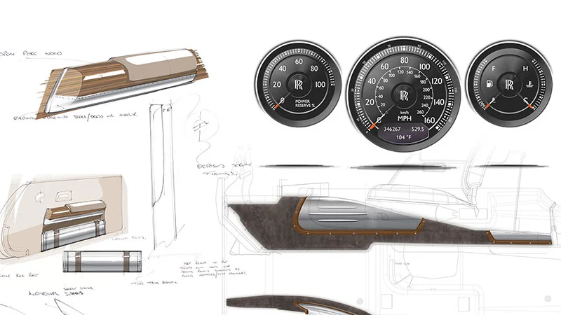 Rolls-Royce Phantom Coupe Aviator design sketch detail