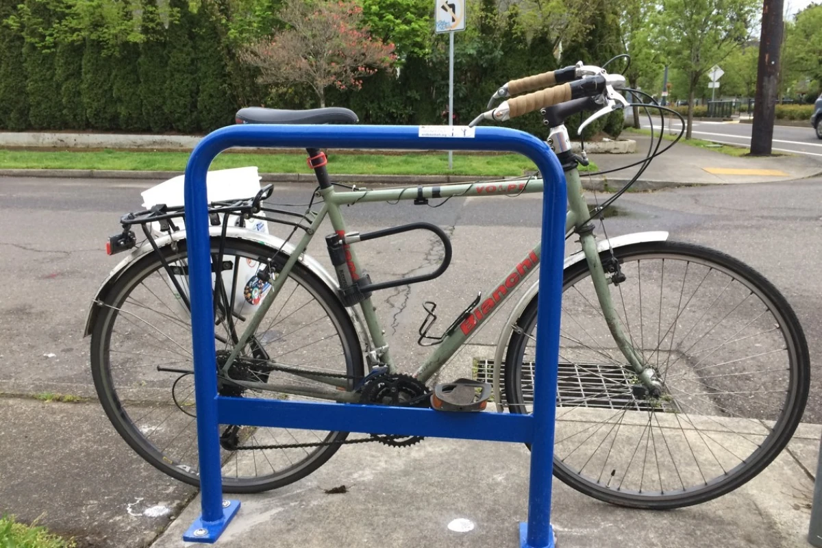 Portland's new bike-parking racks may not look unusual, but appearances can be deceiving
