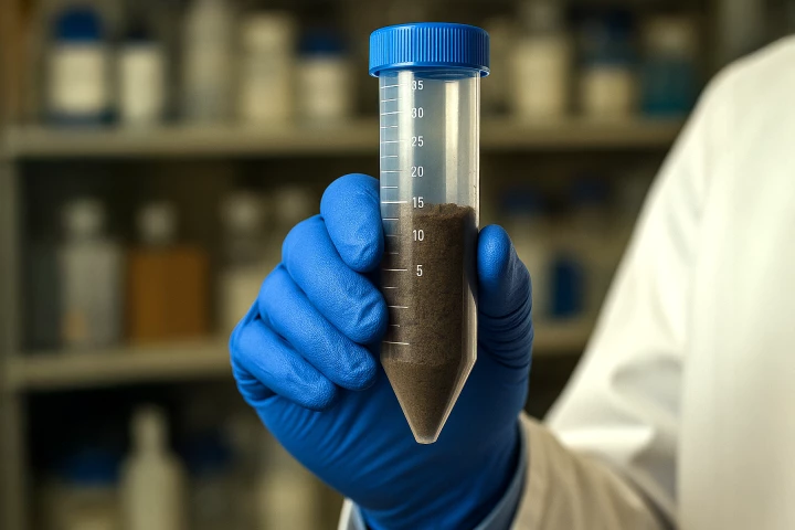 A researcher holds a soil sample in this generated image