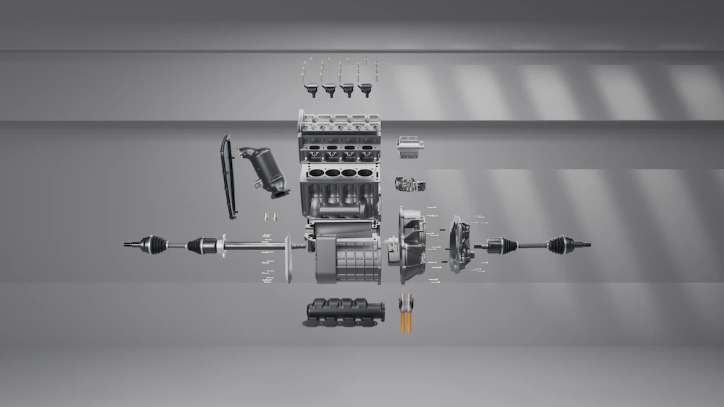 The Future Hybrid Concept split out into its various components