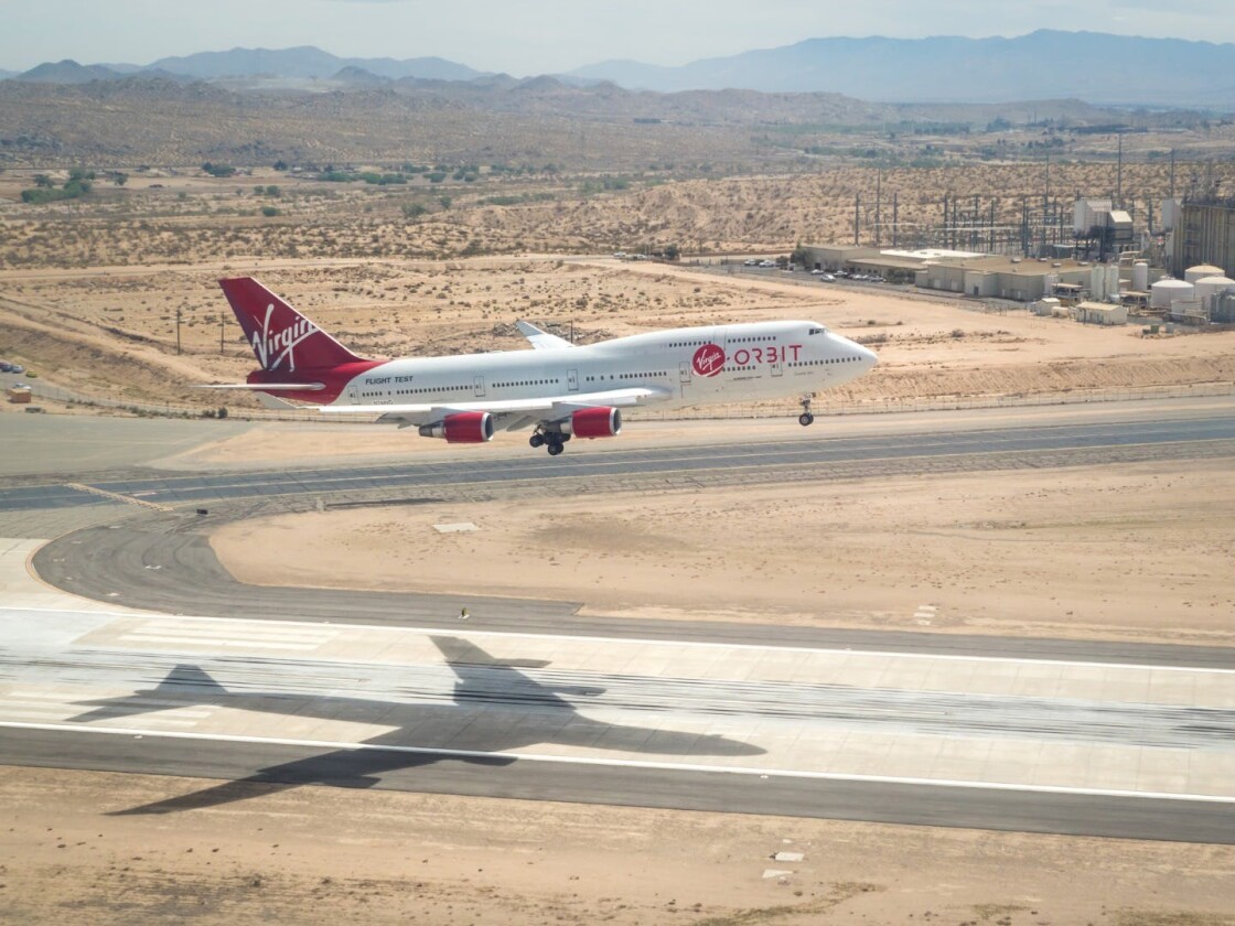 Virgin Orbit's Cosmic Girl mothership undergoes flight testing earlier in the year