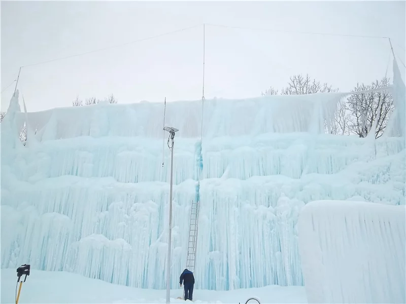 Roger Hanson uses water from his home's geothermal heating system to create elaborate ice sculptures in his backyard