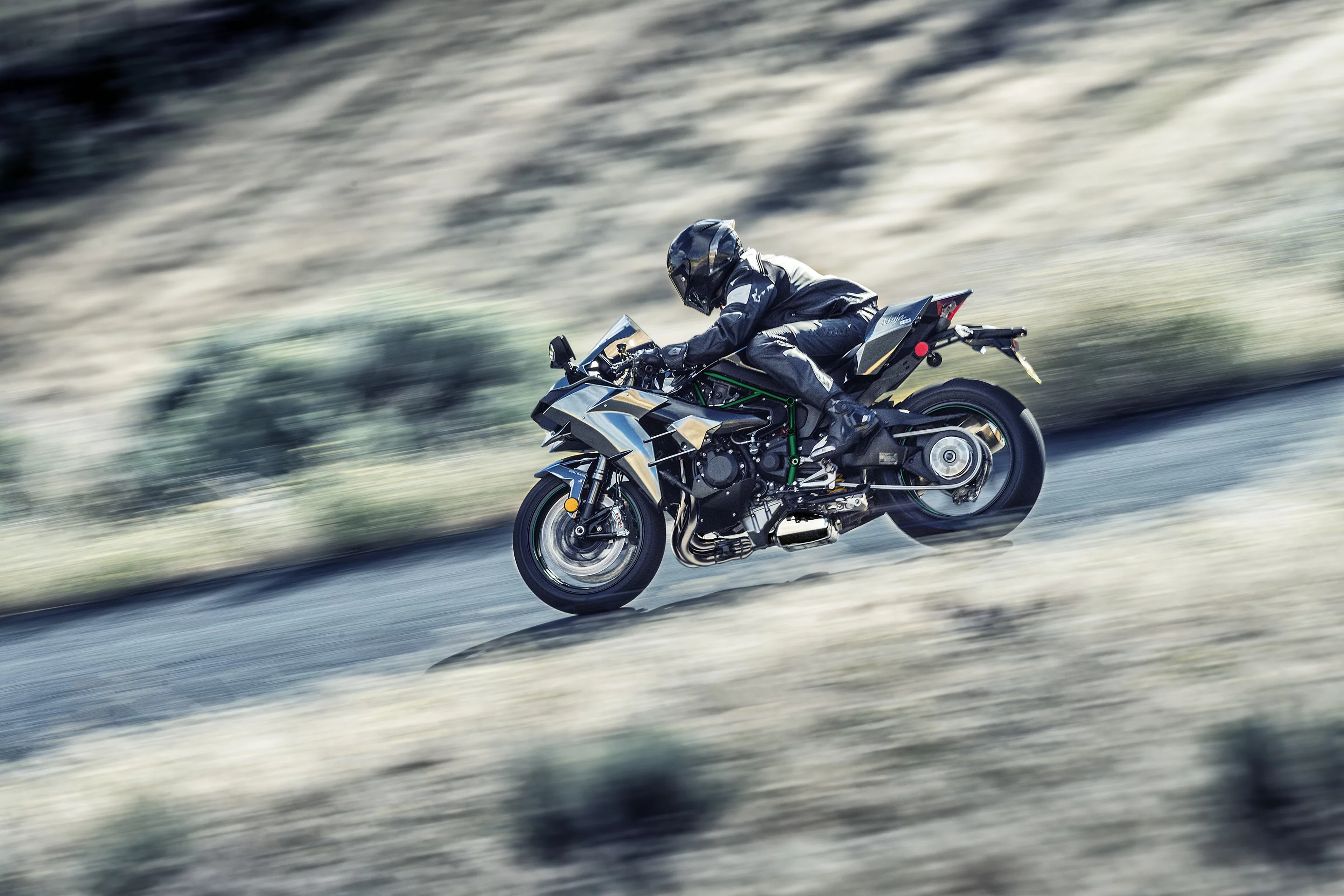 The 2019 Kawasaki Ninja H2 in action