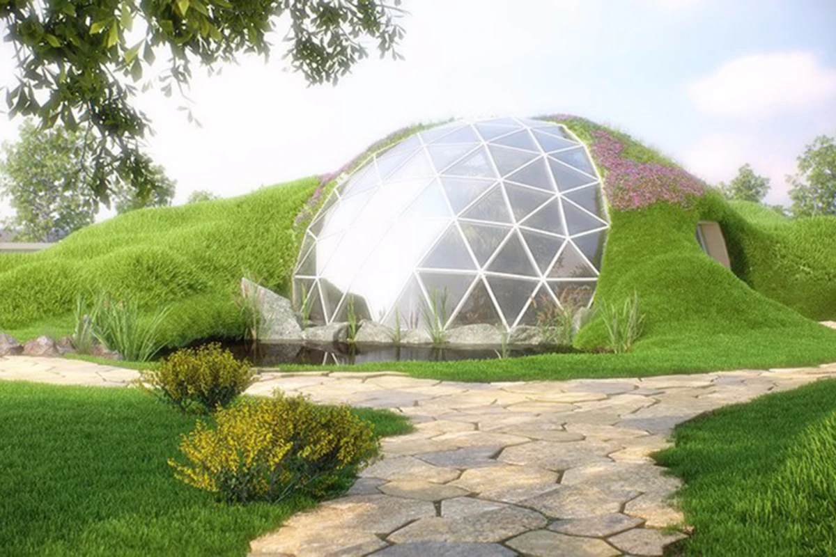 Biodomes can part-bury the dome to create an earth-sheltered home