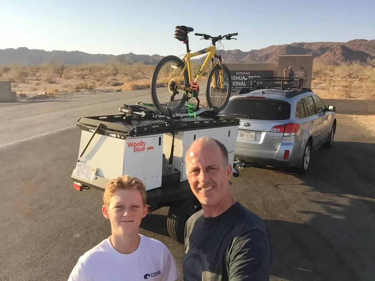 Taxa founder and former NASA engineer Garrett Finney and his son adventuring with the WoollyBear