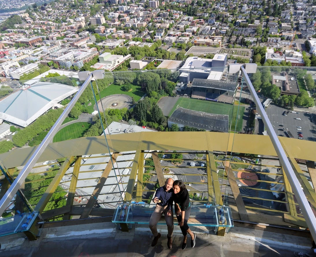 Seattle's iconic Space Needle tower has been fitted with a rotating glass floor