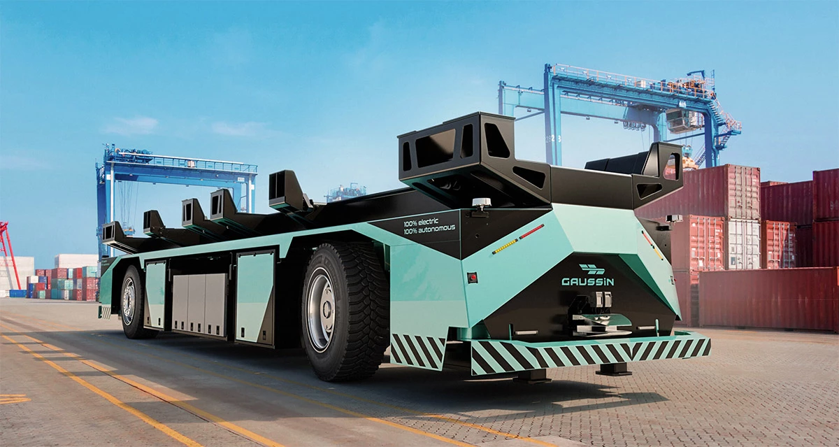 AGVs like this one from Gaussin can autonomously transport shipping containers weighing up to 65 tons