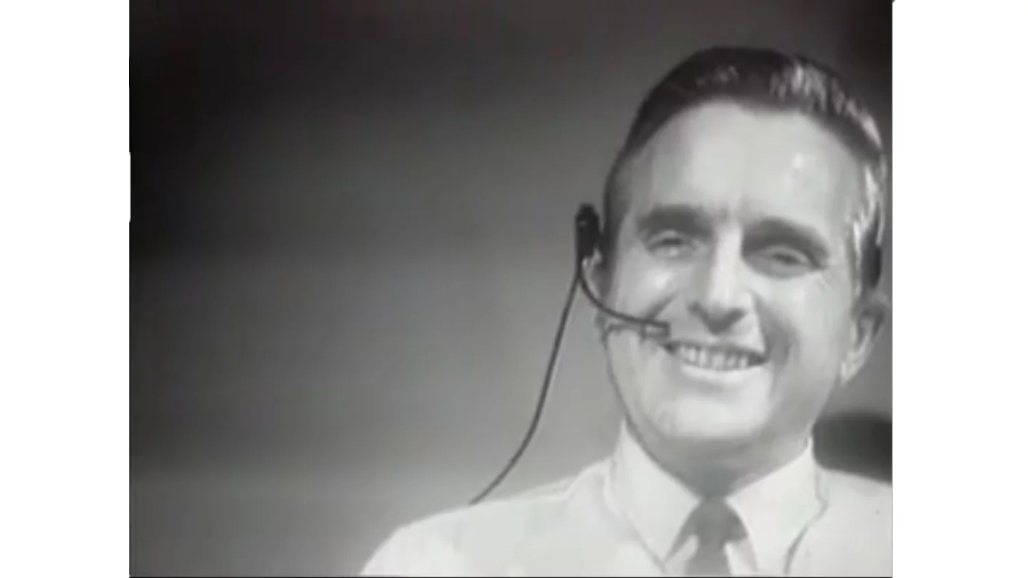 Dr. Douglas Engelbart on screen as part of the 1968 demo (Image: SRI International)