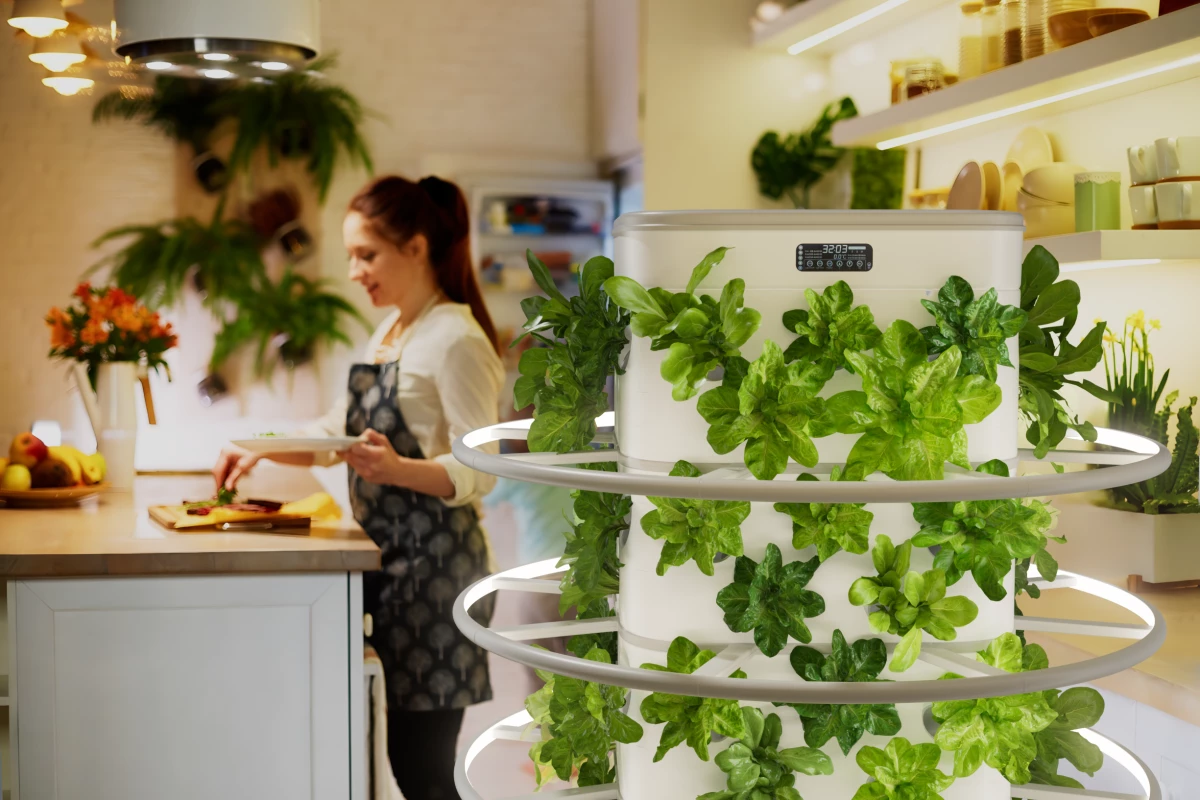 Year-round greens right in your kitchen, that's the promise of the Nutraponics Garden Tower