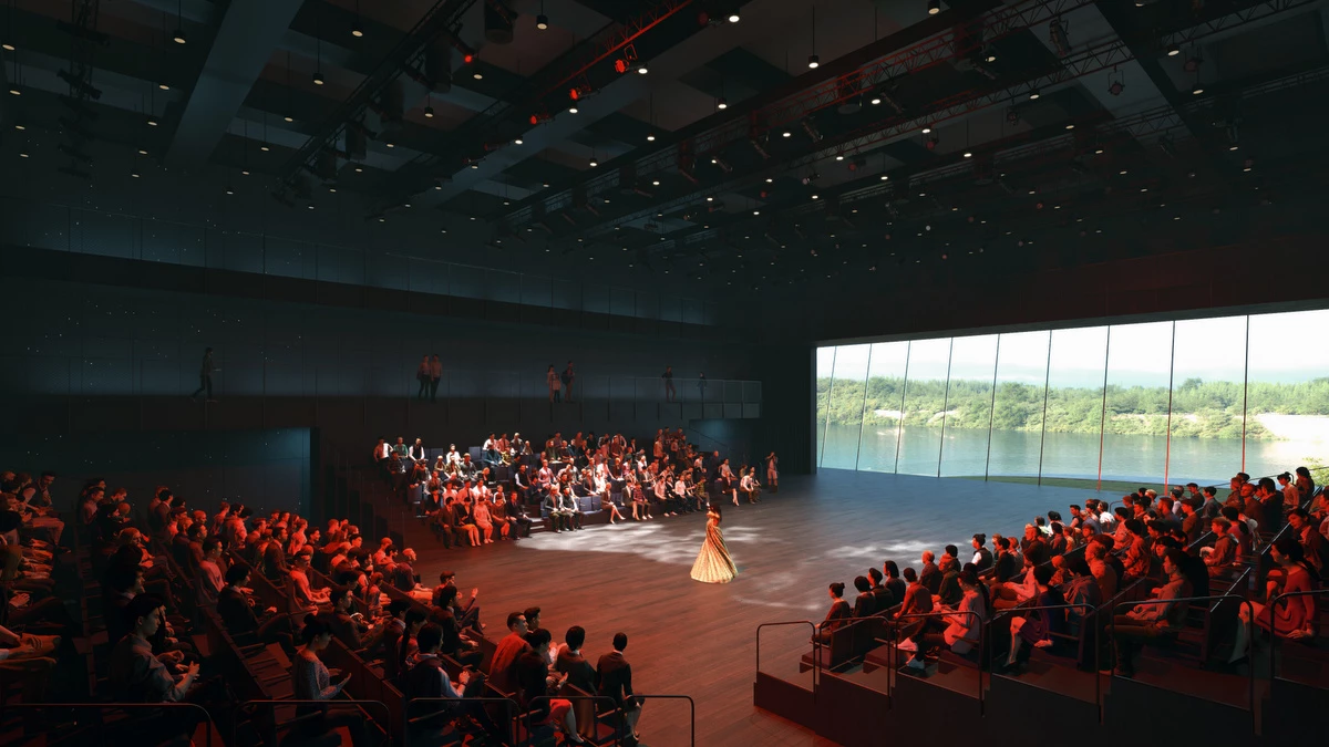 The Yichang Grand Theater will include a black-box theater that frames choice views of the landscape