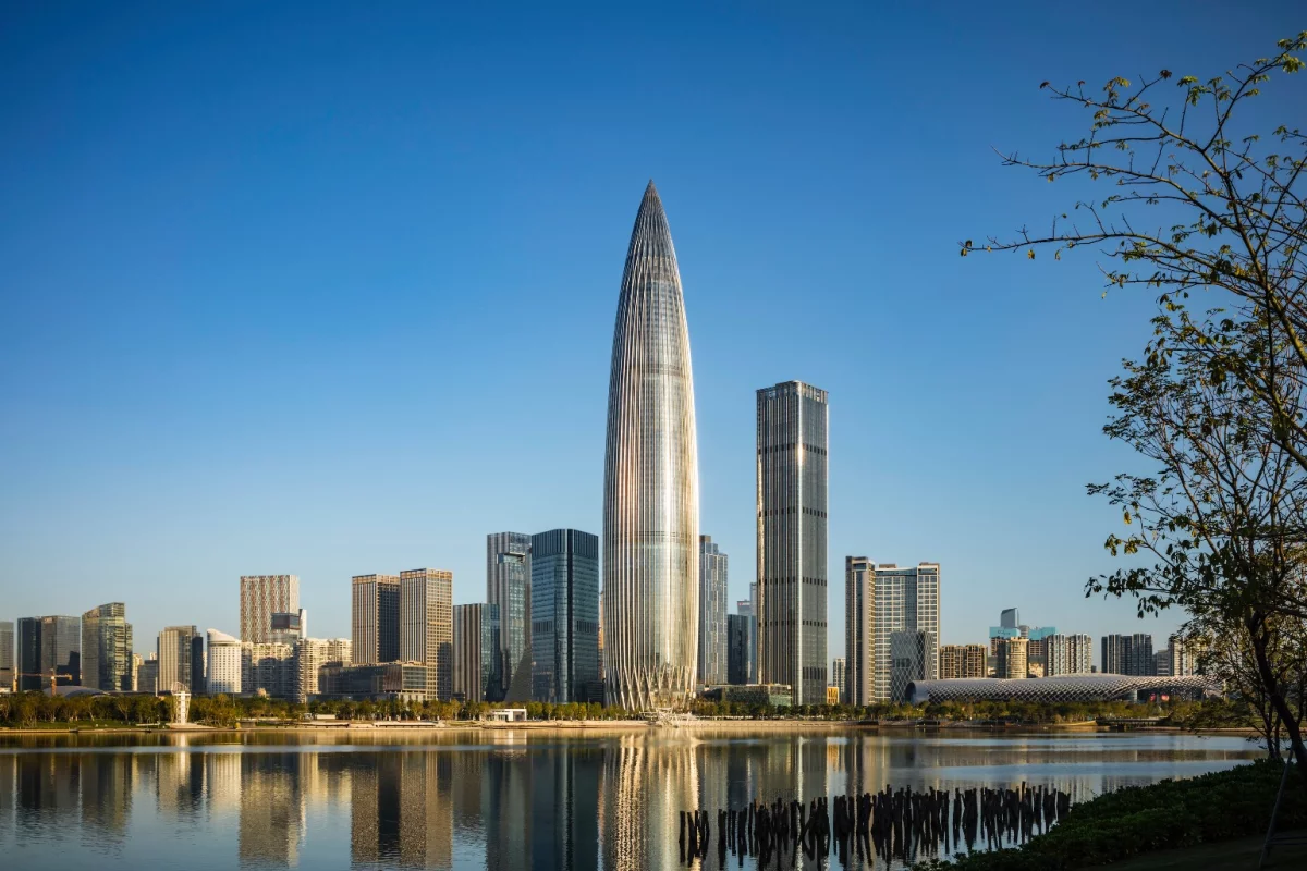 The China Resources Headquarters, by KPF, is located in Shenzhen, China, and rises to a height of 400 m (1,312 ft)