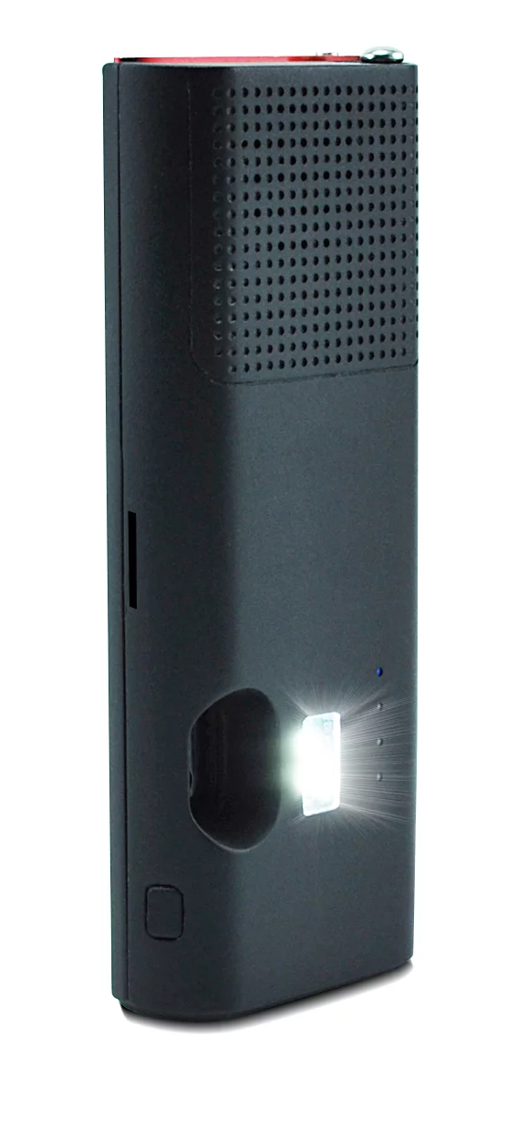 Close up of the LED light and sunken lens protection