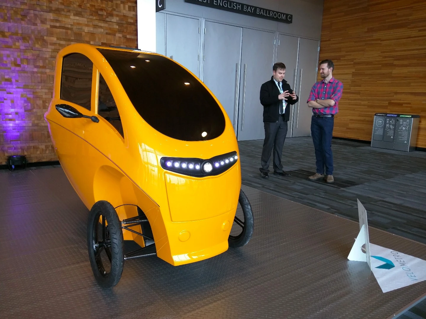 Although users do pedal the Veemo, their pedalling power is augmented by a built-in electric motor, taking the trike up to an electronically-limited top speed of 20 mph (32 km/h)
