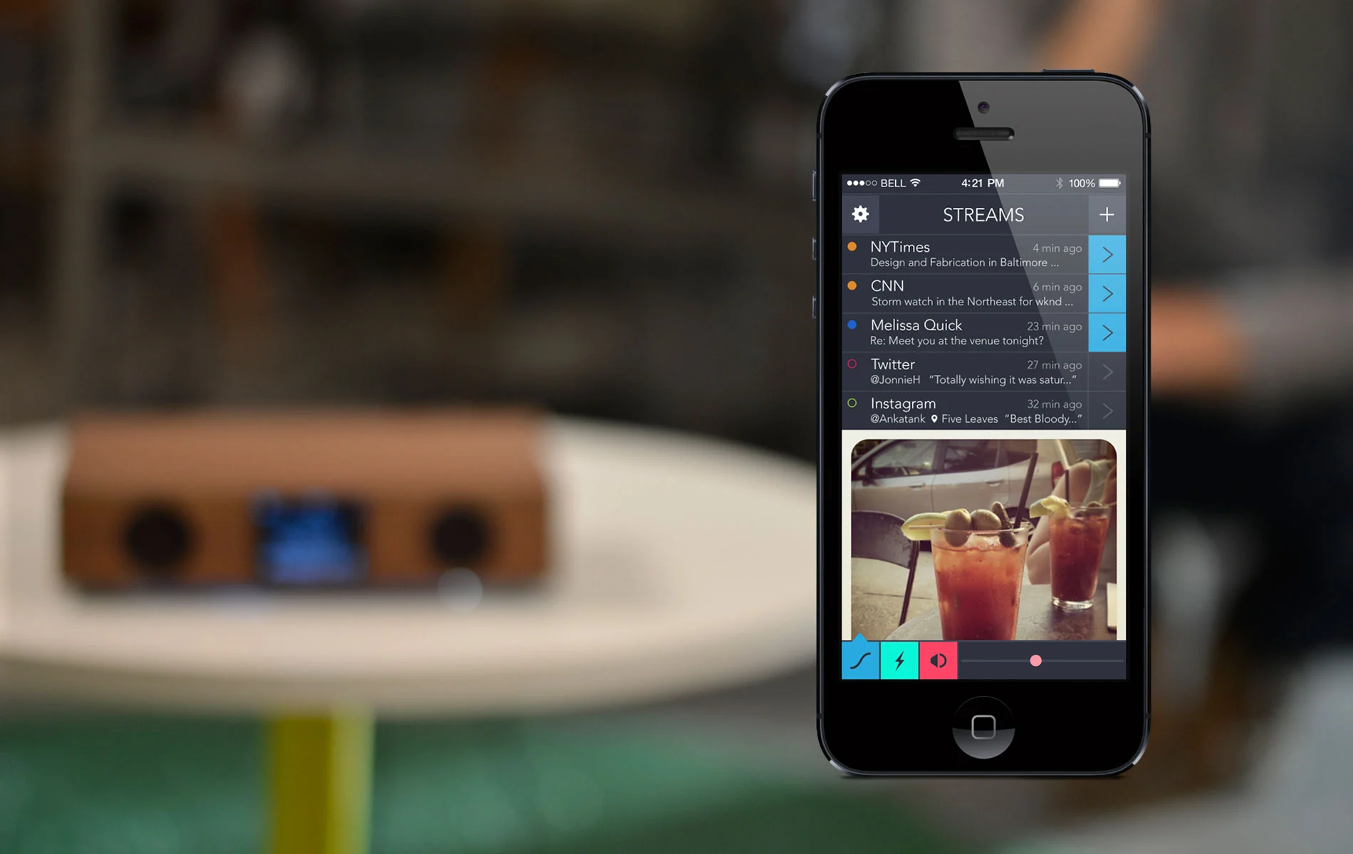 Users can select which notifications appear on Glowdeck's LCD display via the Streams companion app