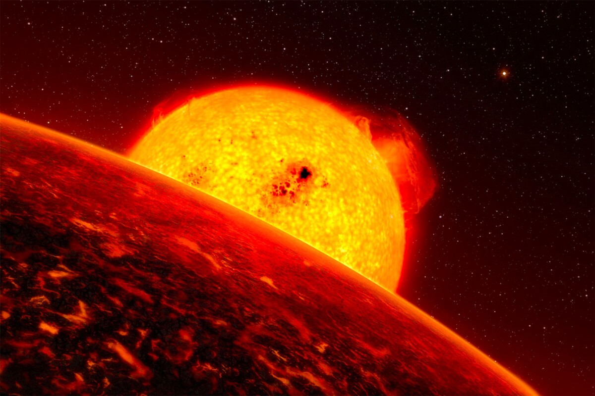 Artist's impression of sunrise over CoRoT-7b
