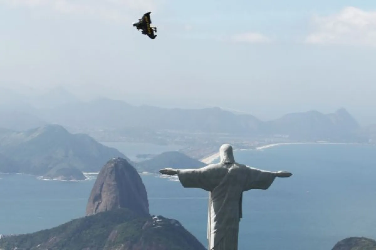 A bird? A plane? A Jetman. (Copyright: Bruno Brokken/Breitling SA, photo via AP Images)