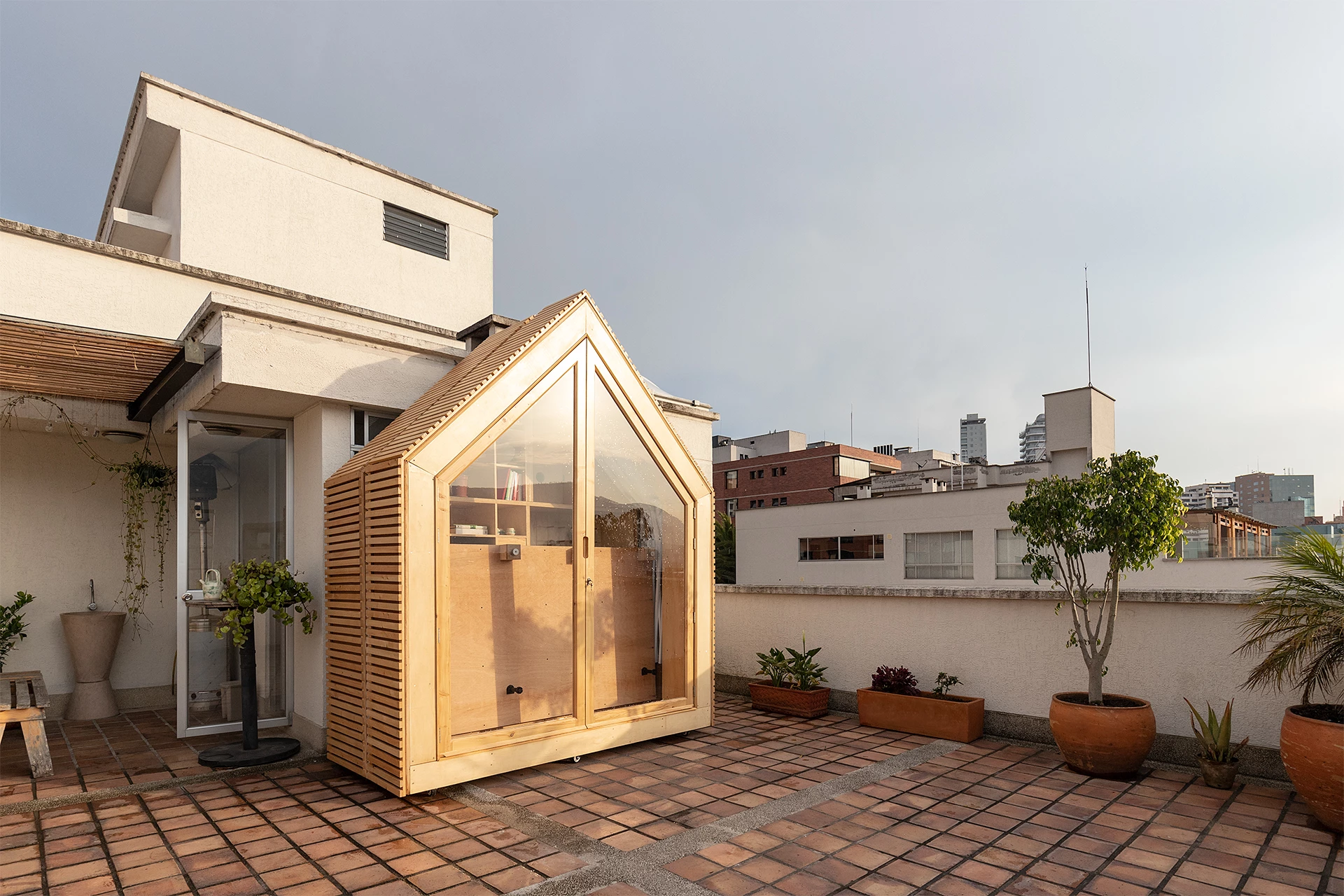 The Iwi is made from a mixture of cypress and plywood, with a glass front, plus cork and sheep's wool for insulation