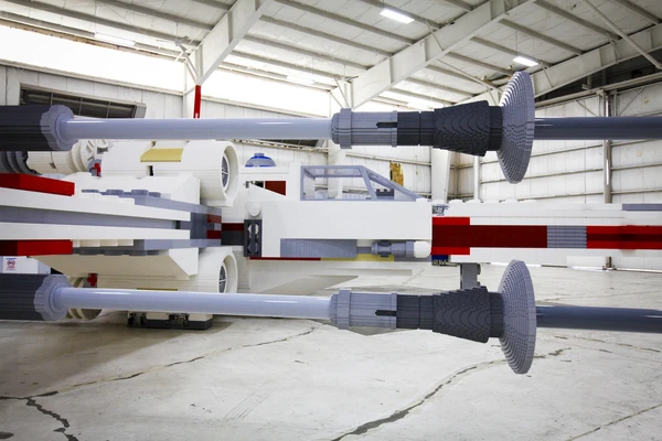 Side view of the Lego Star Wars X-Wing model