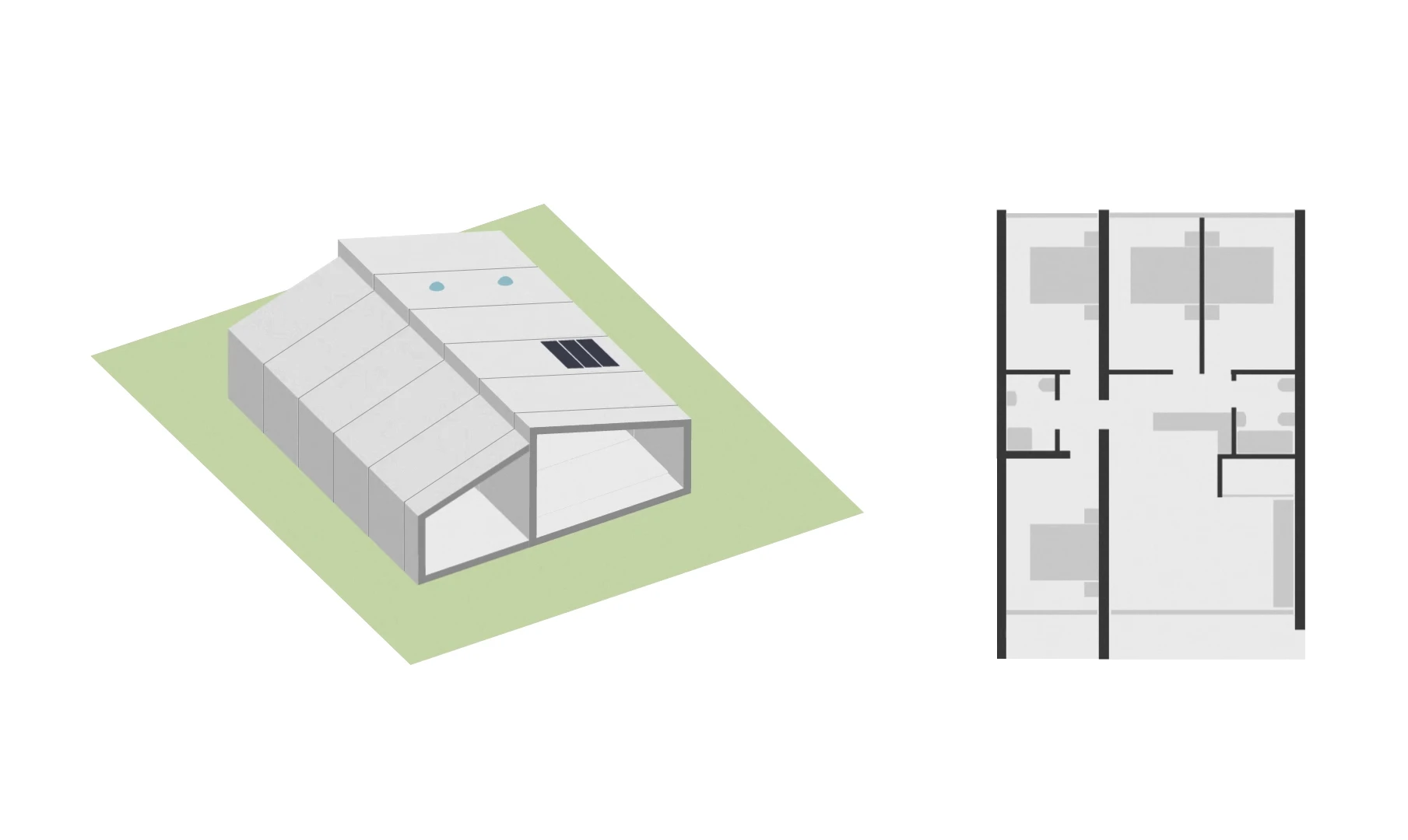 The size of each home depends on the number of modules chosen and the final configuration