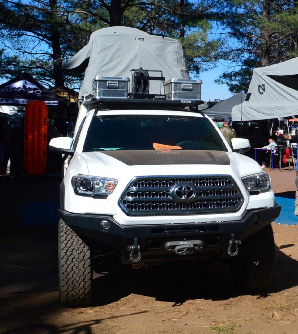Tent topper in back and room for roof storage up front