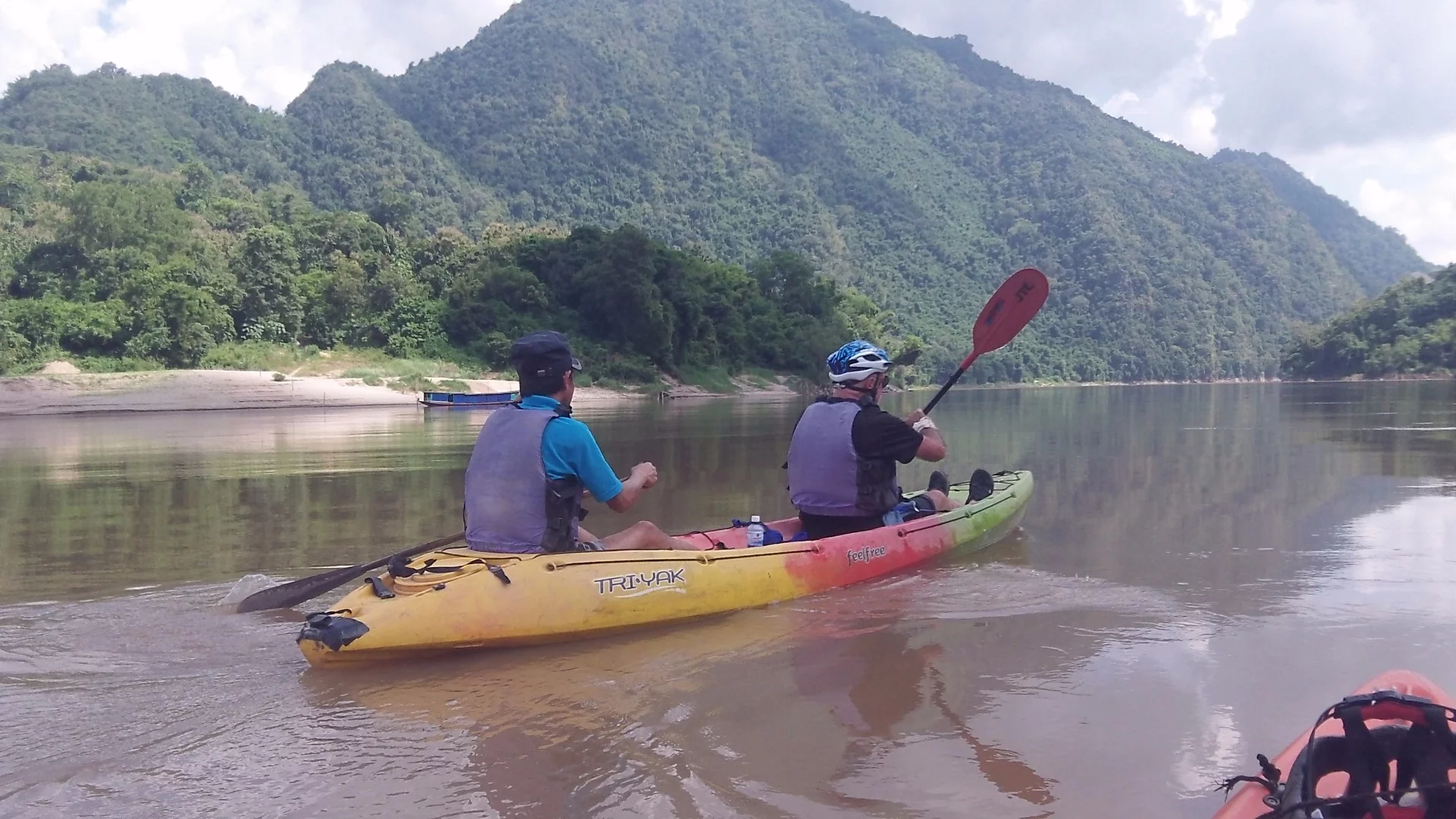 Wandee and Geoffrey setting off after a break on the river bank