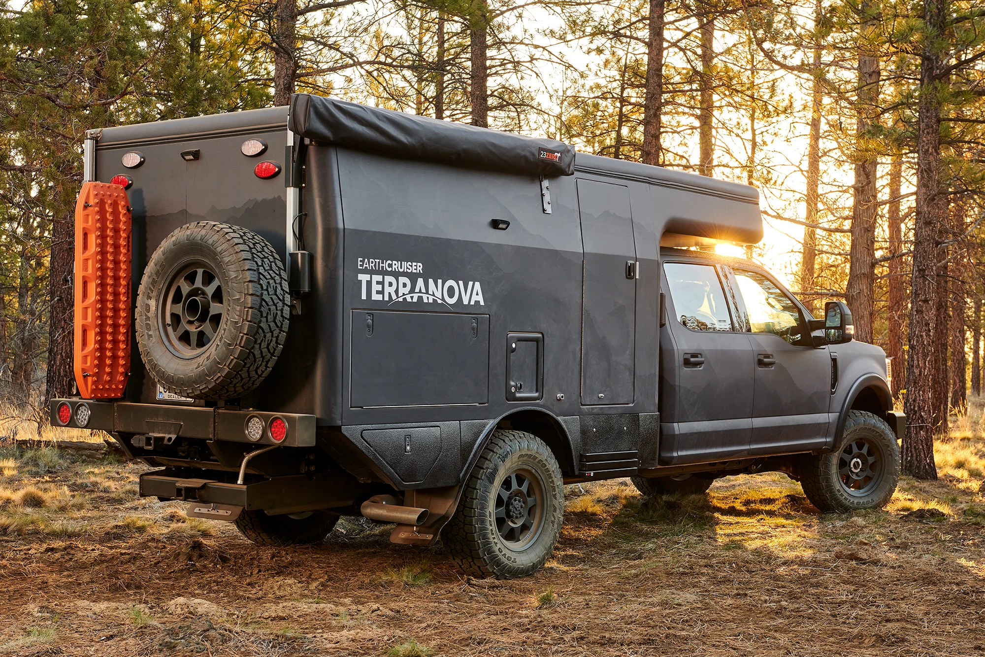 The spare tire carrier comes standard; the MaxTrax carrier is optional