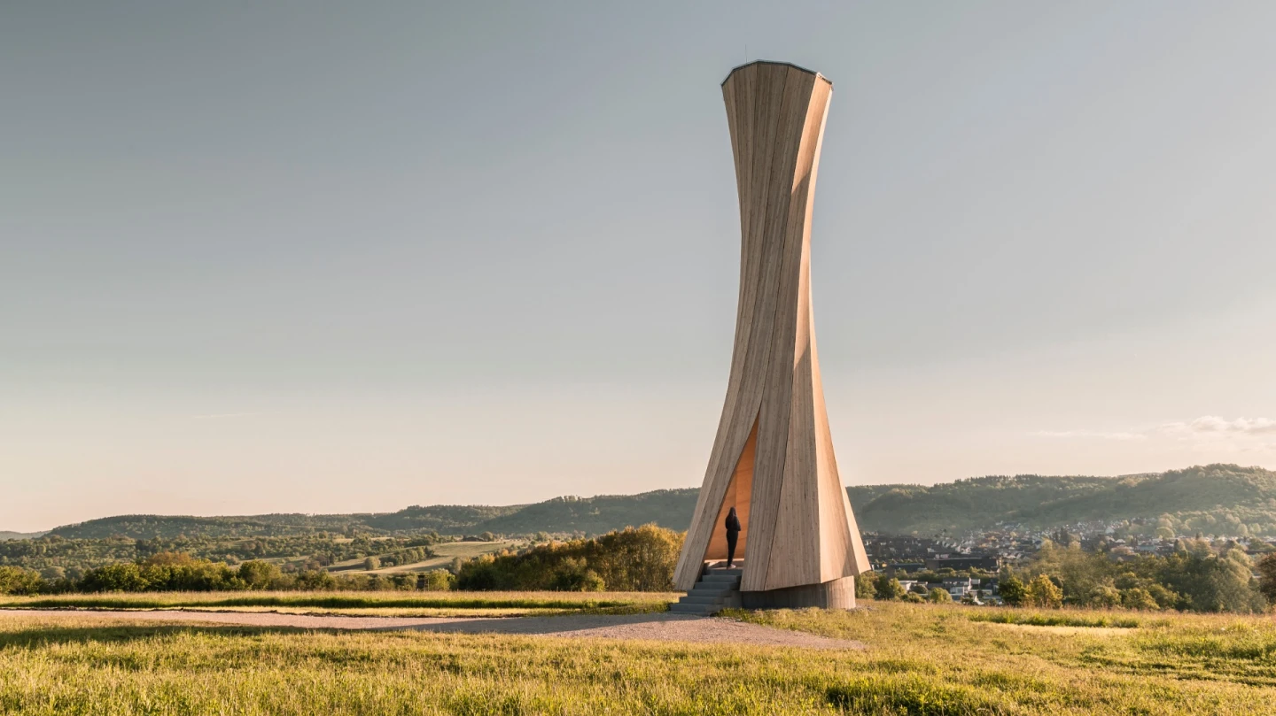 The Urbach Tower stands 14 meters tall