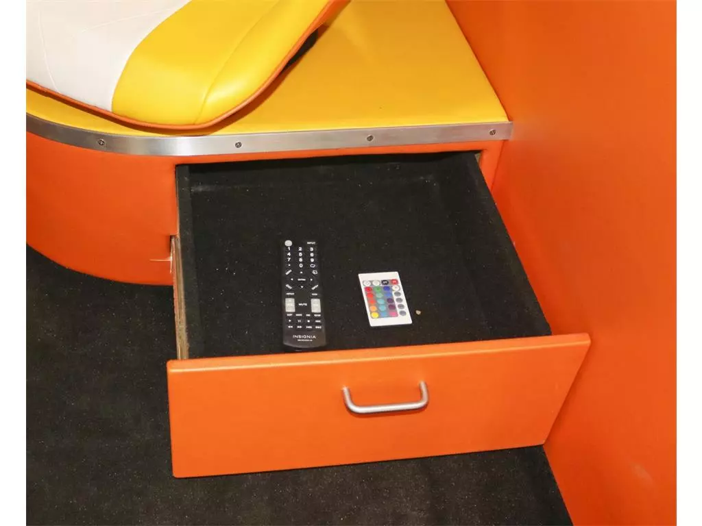 The back is fitted with a in-built TV so passengers can watch the Back to the Future movies