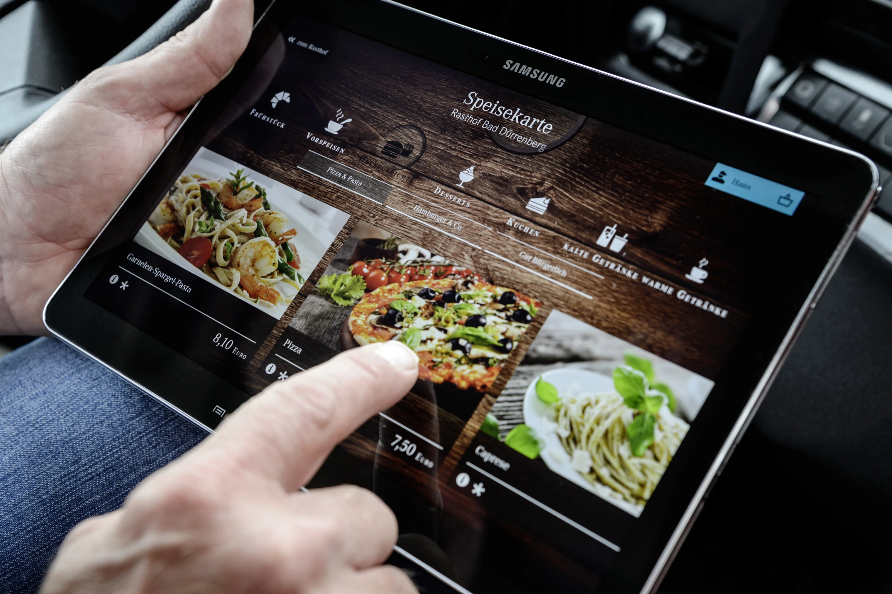 Ordering food from the tablet
