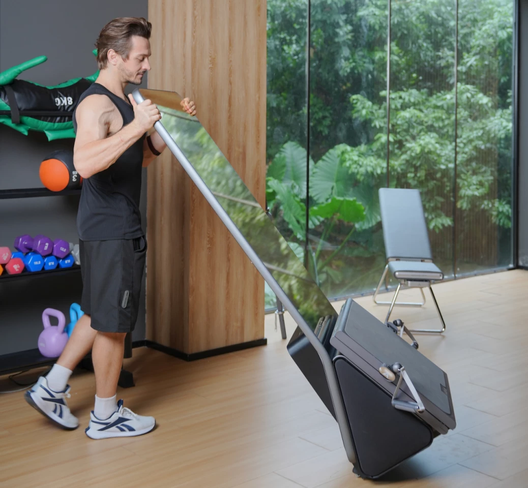 The system can be rolled with its platform folded when not in use