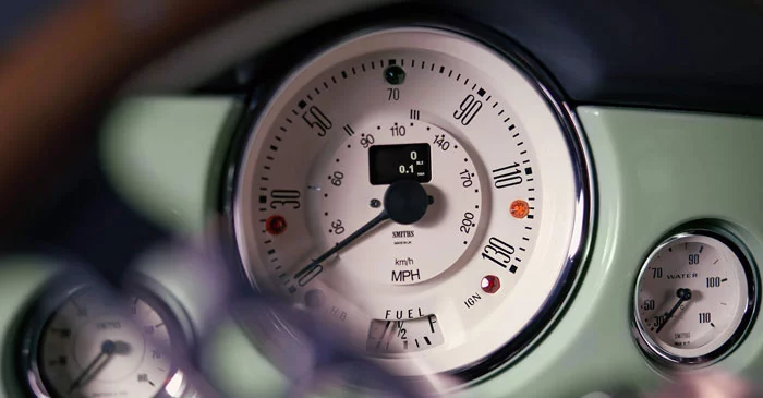 The Smiths gauges are a throwback to the original Mini