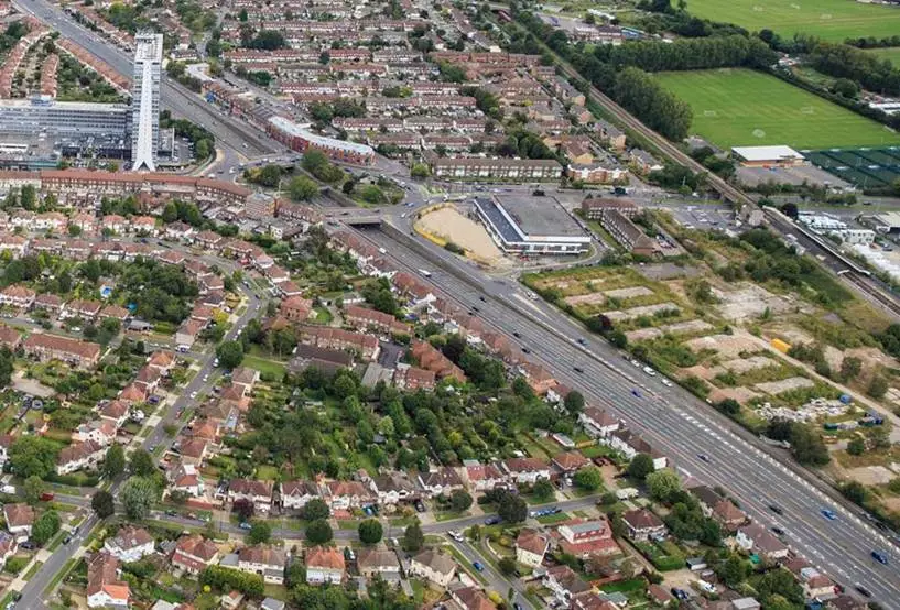 The current layout of the A3 in Tolworth