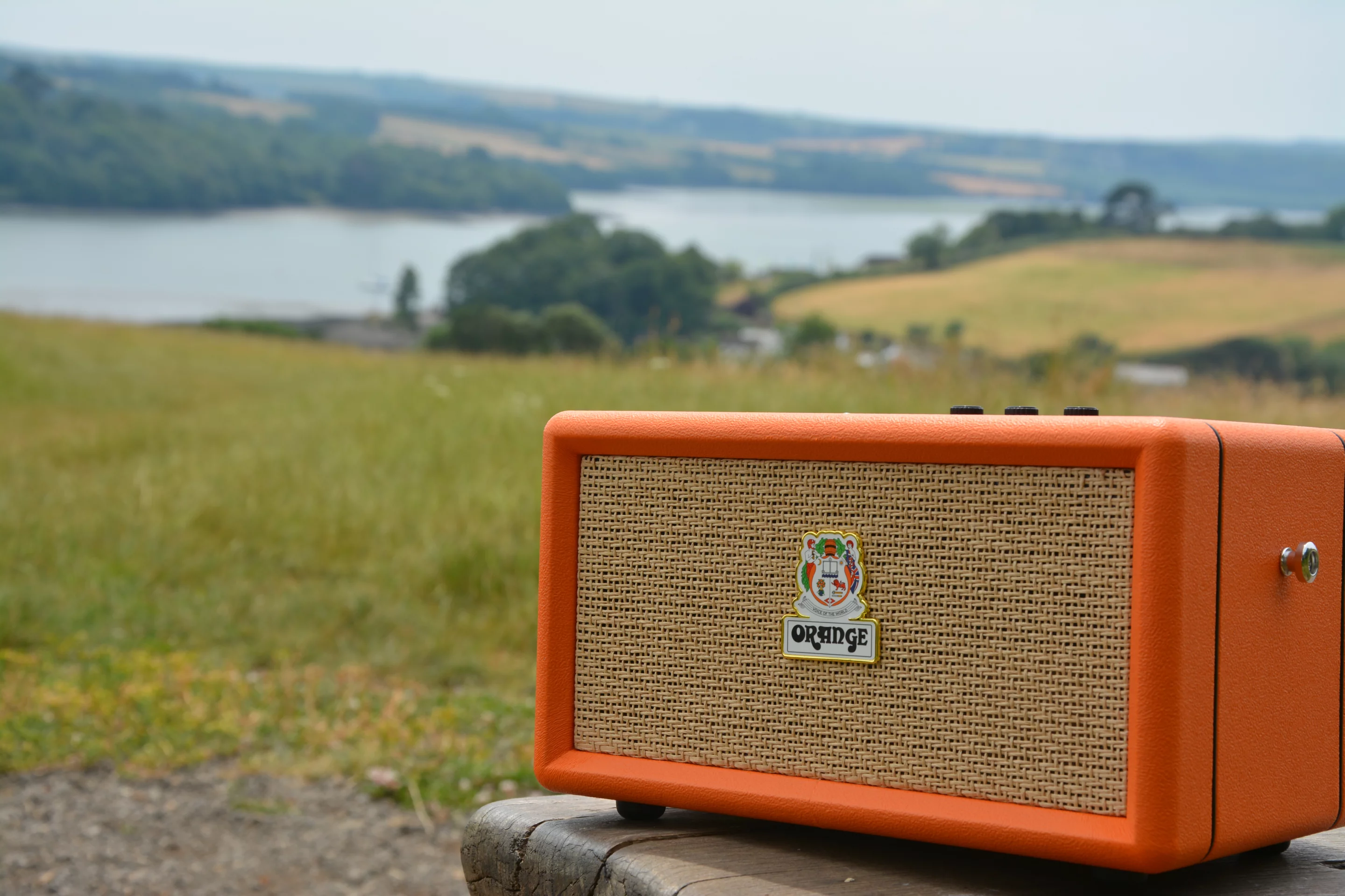 The Orange Box features a Class D amplifier driving a 4-inch sub, and two Class A/B amps each driving a 10-W full-range speaker