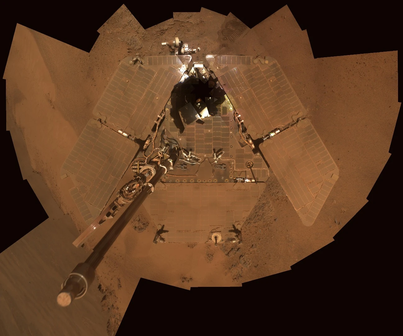 Opportunity covered in dust, cutting down its power supply from the sun
