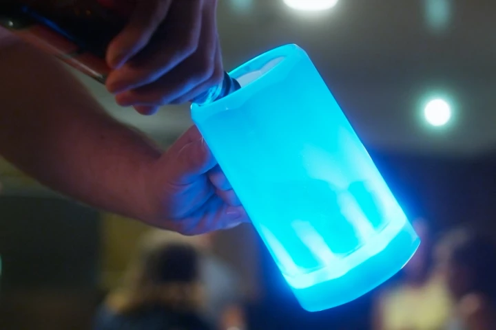 The ePint Smart Beer Mug packs sensors that activate the internal LEDs