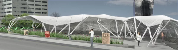 Design D for the Courtland Street/Ralph McGill Boulevard Bridge has greenery along the sidewalks