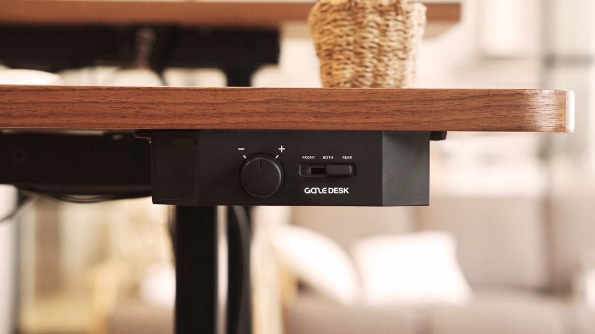 A dial and switch on Gaze Desk's underside serves to provide convenient control