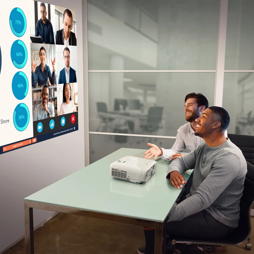 The combination of a 3LCD projection system and 3,300 lumens of color and white brightness makes for "eye-catching presentations, dynamic Zoom meetings and immersive video content in a variety of lighting conditions"