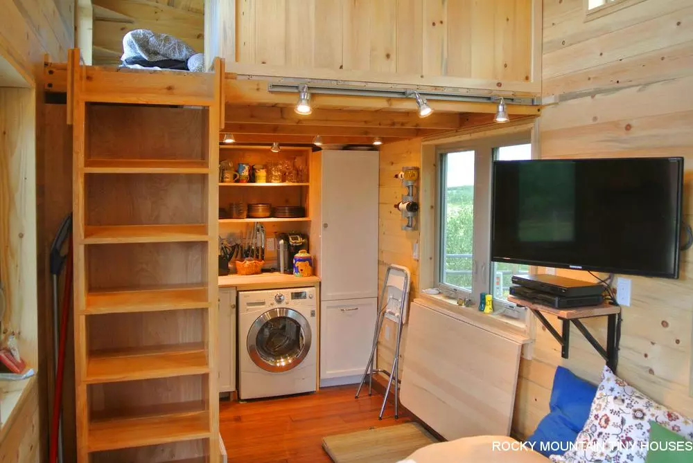 The lounge area in the Rusted Mountain Roost is very small