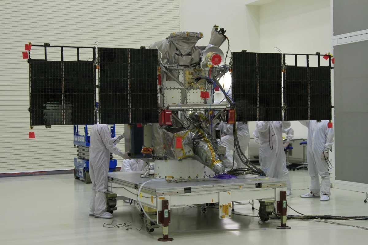 DSCOVR, the NOAA's Earth observation and space weather satellite, being readied for launch (Photo: NASA/Ben Smegelsky)