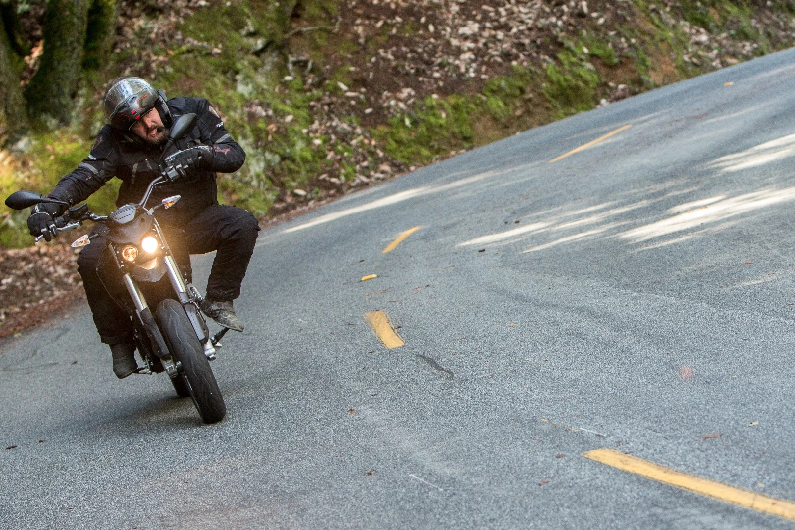 2016 Zero FXS: no amount of hanging off is going to make this corner look like a fast one.