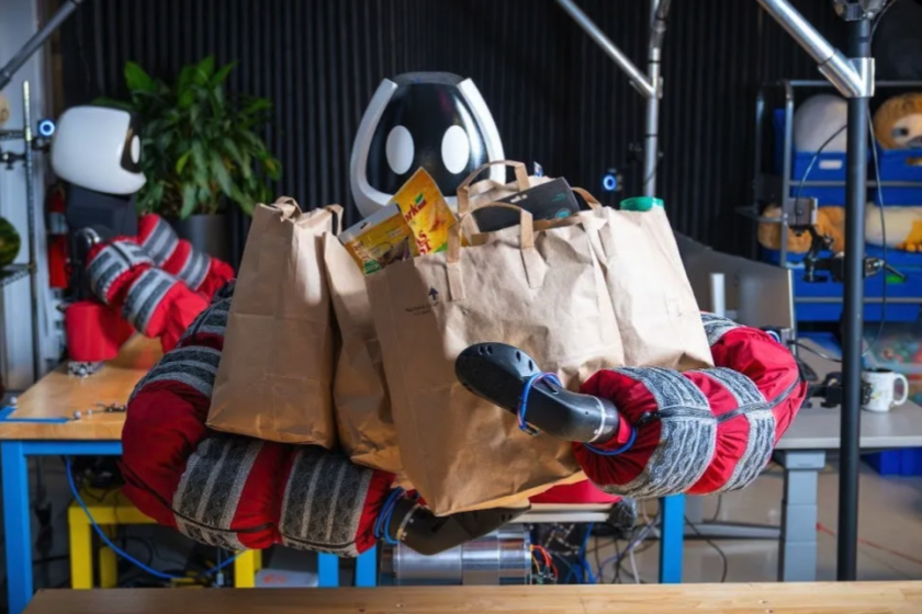 The majority of humanoid robots typically use their hands to pick up objects, but this method doesn't mimic human behavior accurately, especially when dealing with bulky items. Humans utilize not only their hands but also their chests, hips, and arms in such situations. Toyota's innovative soft robot is designed with this human-like functionality in mind.