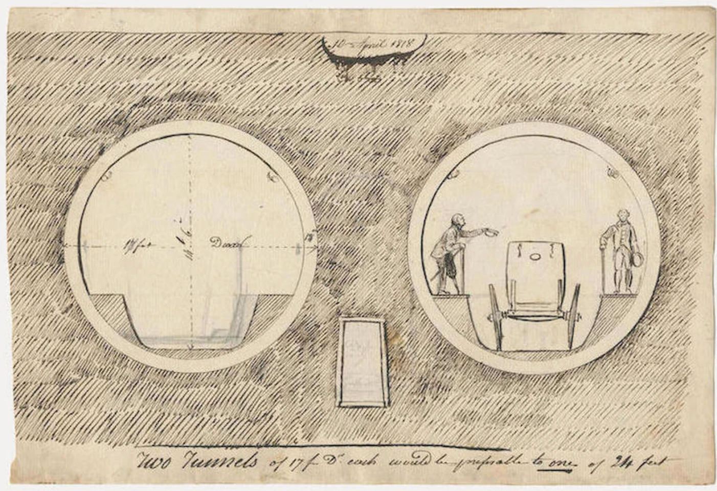 Early sketch of the project showing a two tunnel design