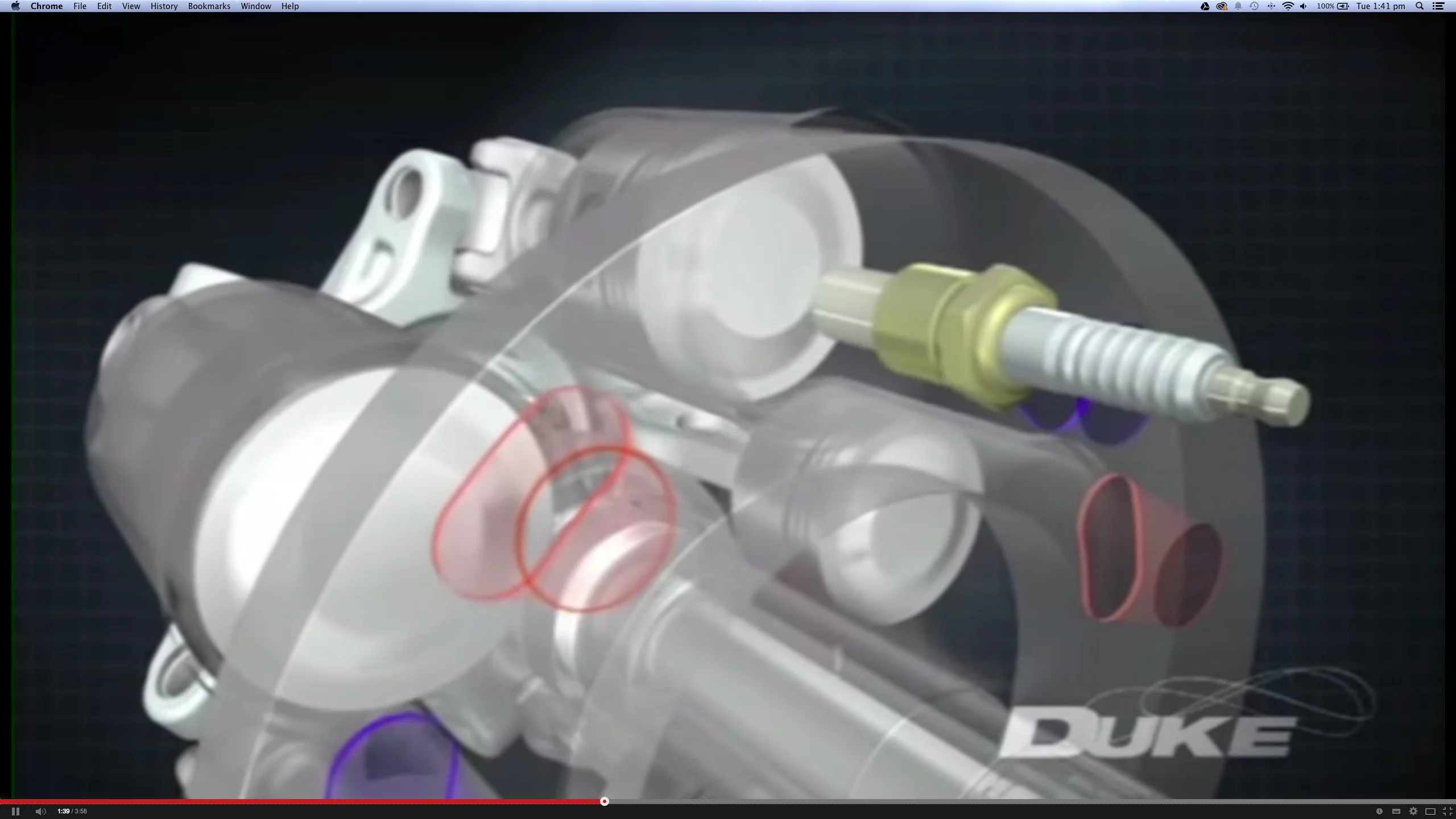 The Duke Engine features cylinders that rotate past spark plugs, intake and exhaust ports at the perfect moment