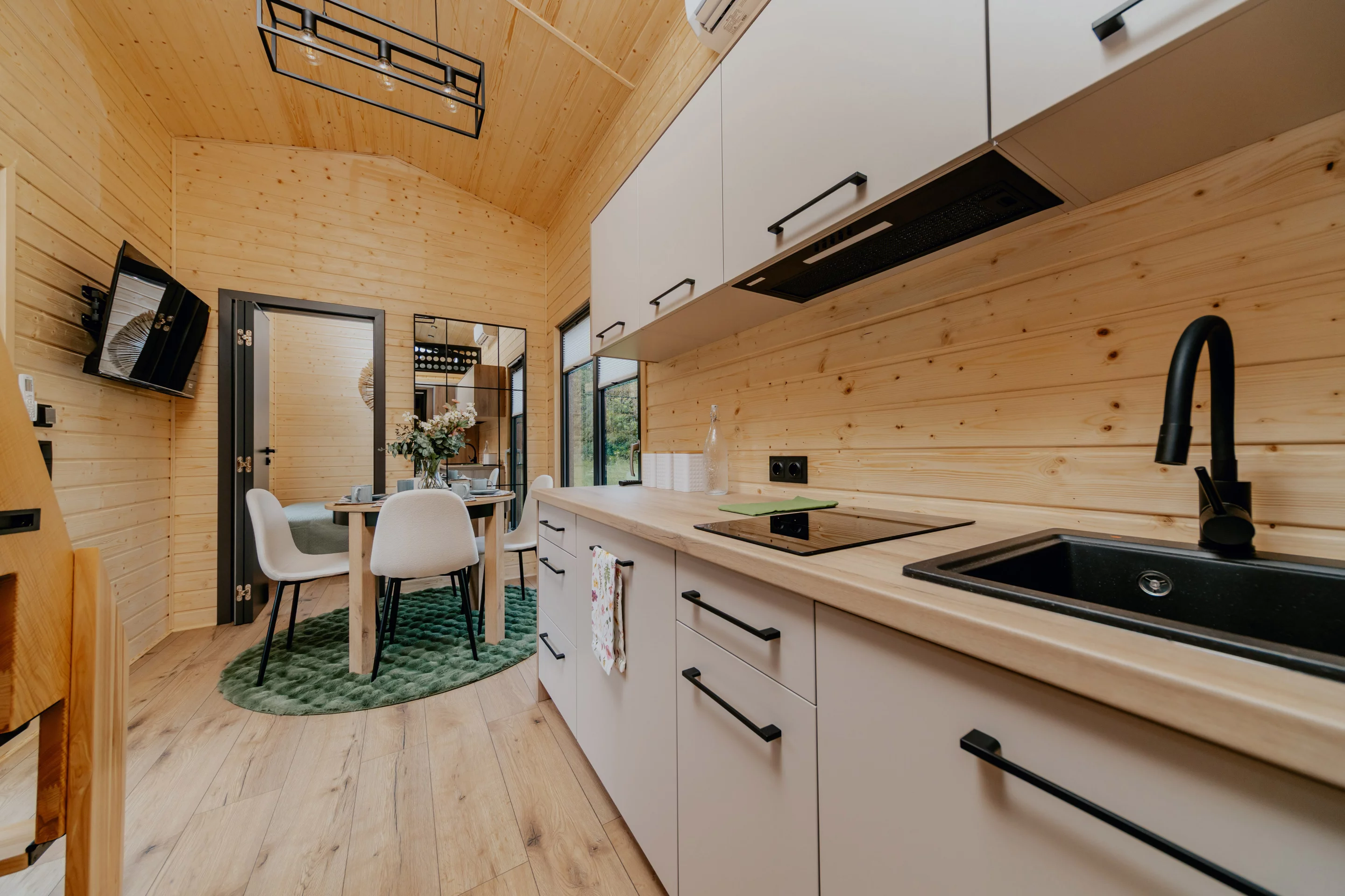 The Alan's kitchen features both upper and lower cabinetry