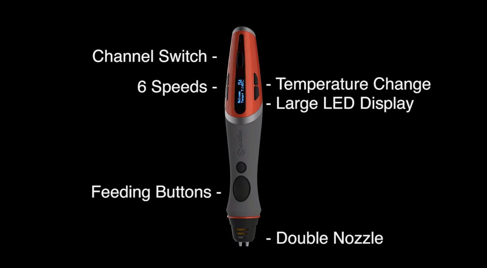 The main feature set of the Scribbler 3D Pen Duo