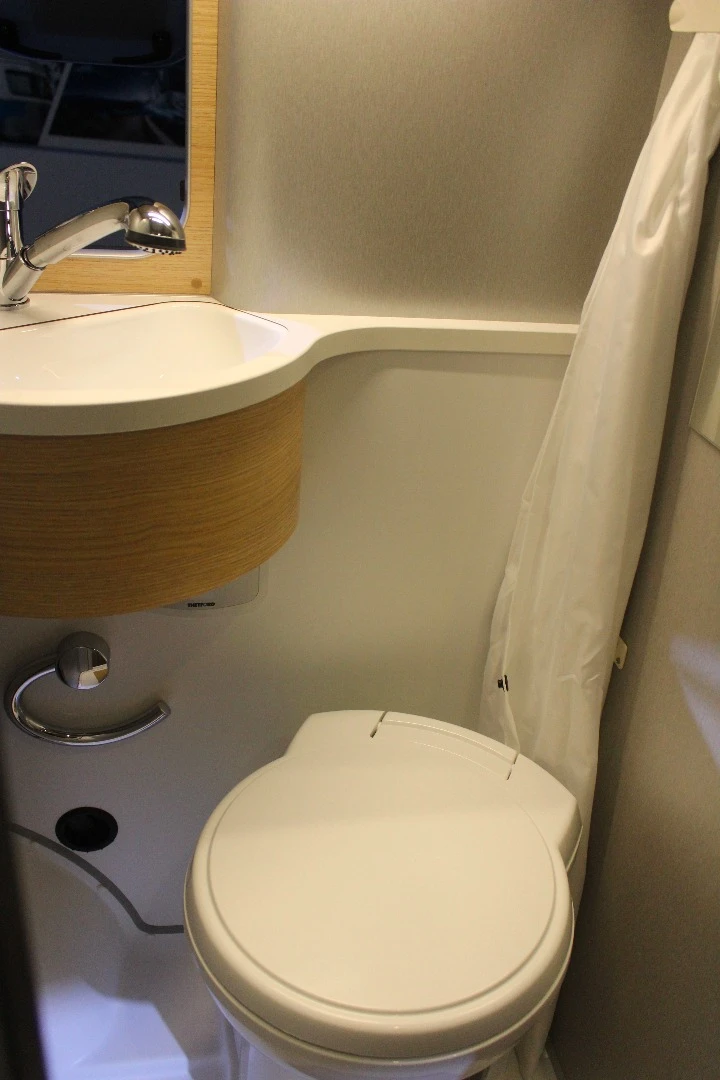 A peek at the bathroom in the Hymercar Free