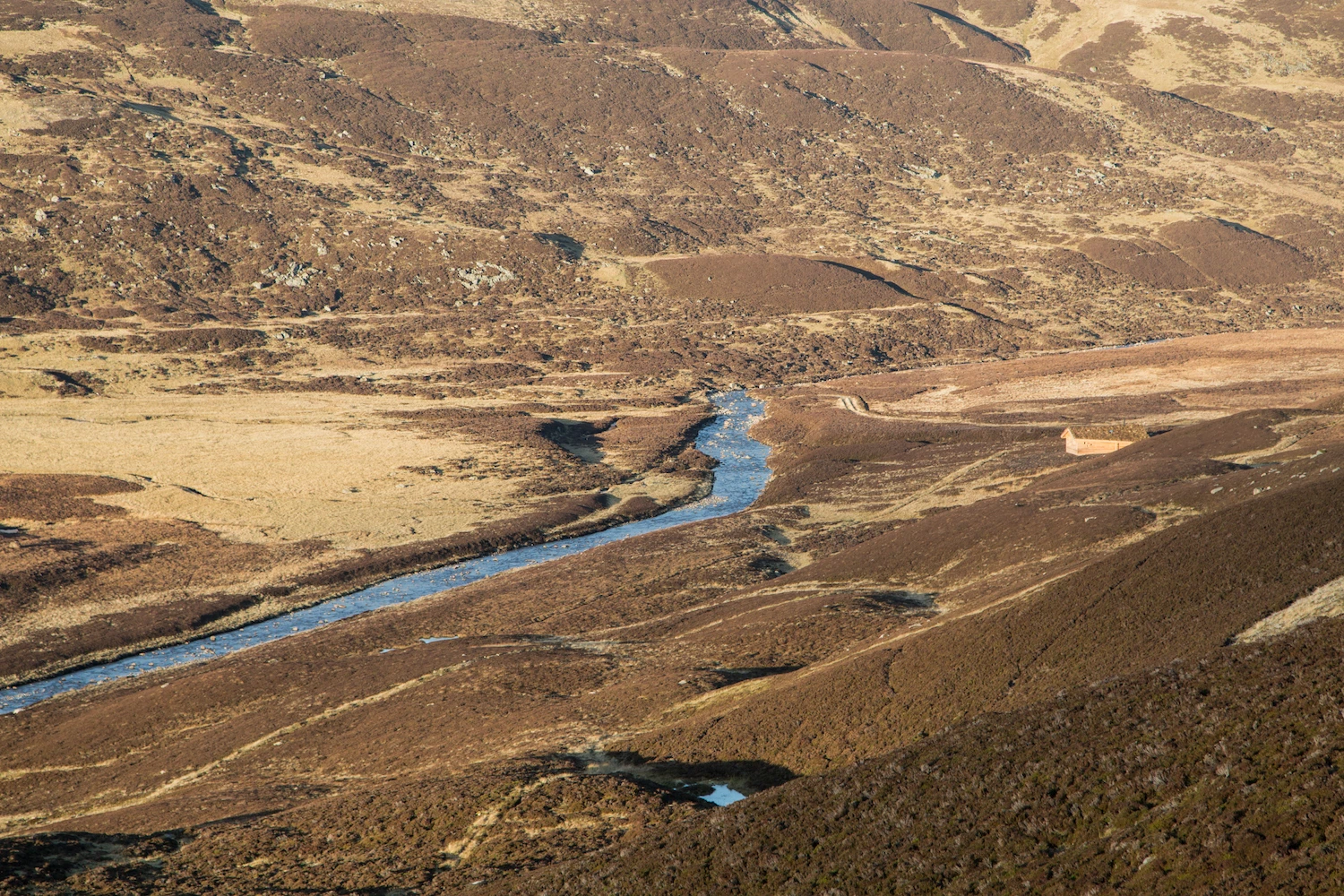 You can just about make out the Culardoch Shieling from afar