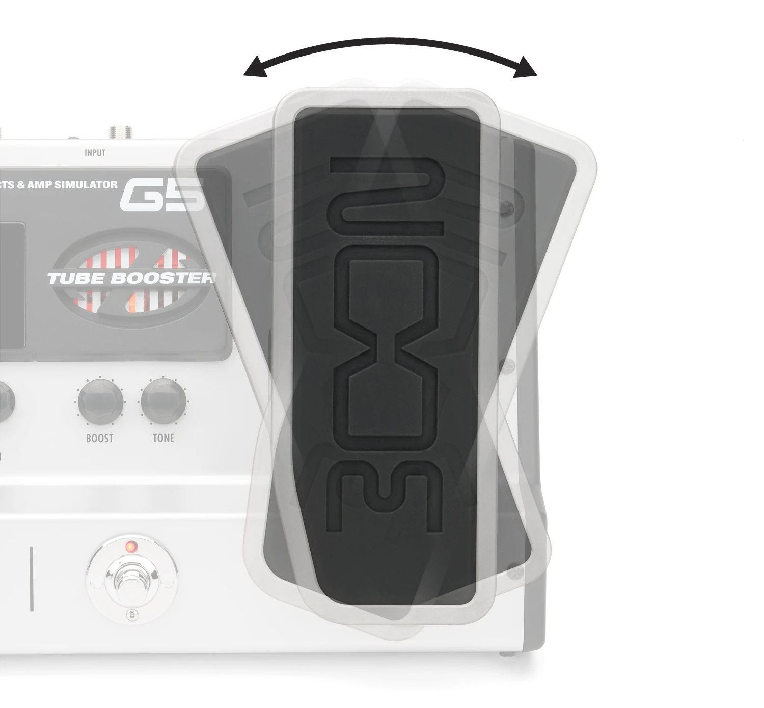 The G5's 3D Z-pedal offers players the familiar up and down expression control, but the pedal can also be moved from side to side and each axis can be assigned up to four parameters
