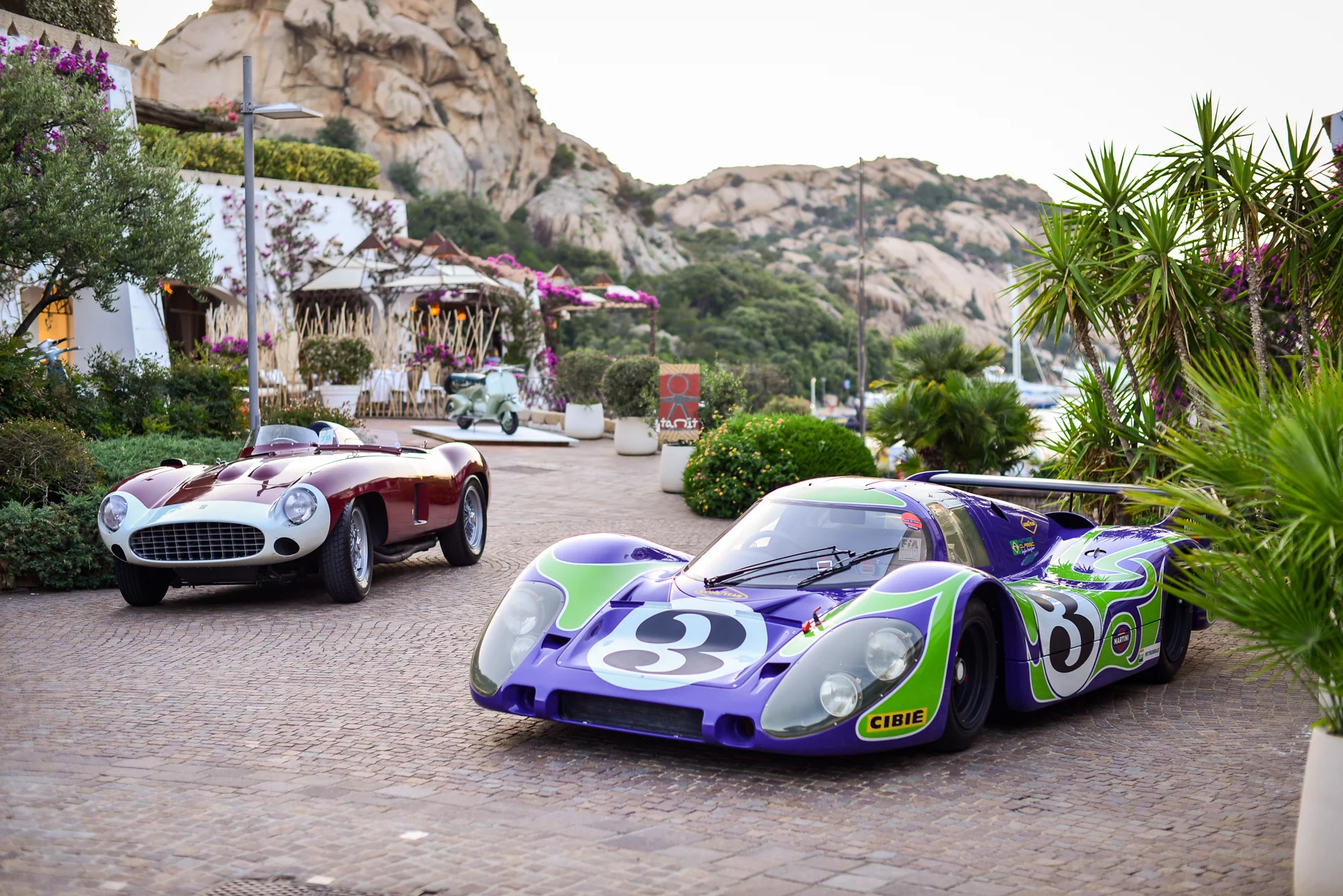 The finalists in the "Best of Show" at the Poltu Quatu Classic Concours d’Elegance held last weekend (10, 11 and 12 July, 2020). On the left is a one-of-four 1955 Ferrari 857S and on the right is the Simeone Automotive Museum's Porsche 917 Langhek, a car that was timed at 386 km/h on the Mulsanne Straight at Le Mans.